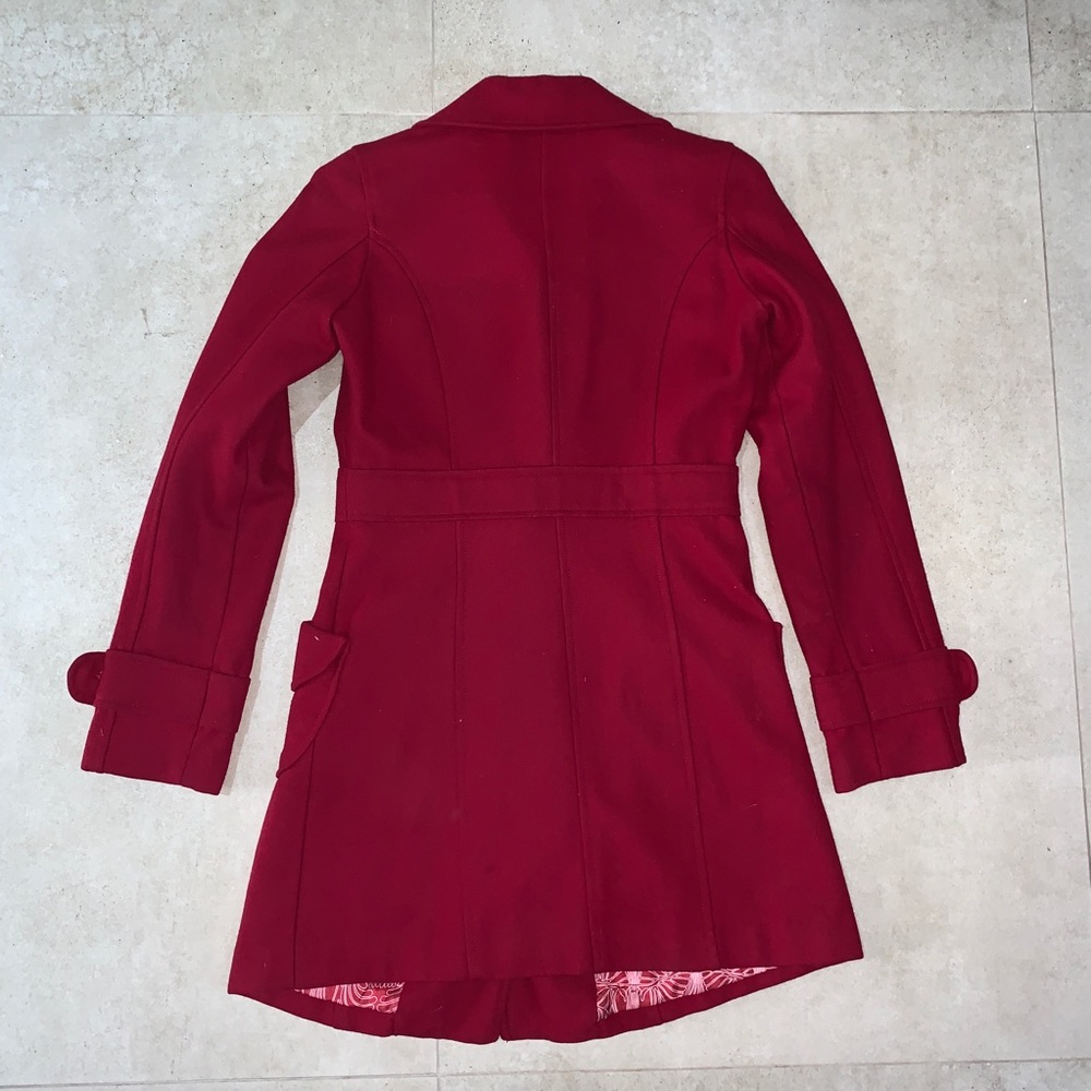 Anthropologie tulle red wool pea coat (XS) - Picture 4 of 4